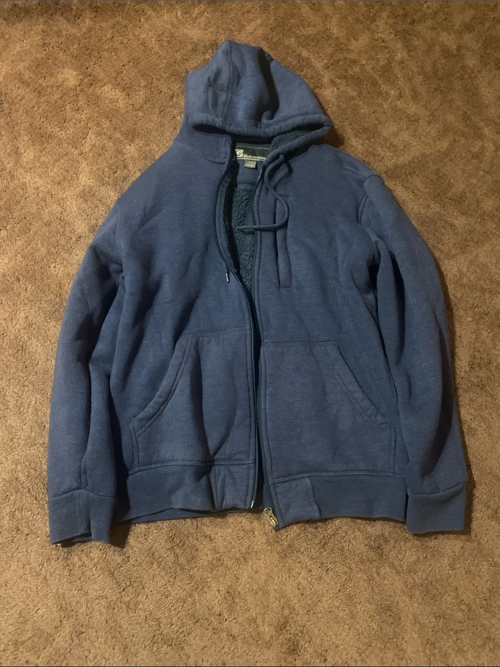 Men's Navy Blue Sherpa-Lined Zip Hoodie Vest